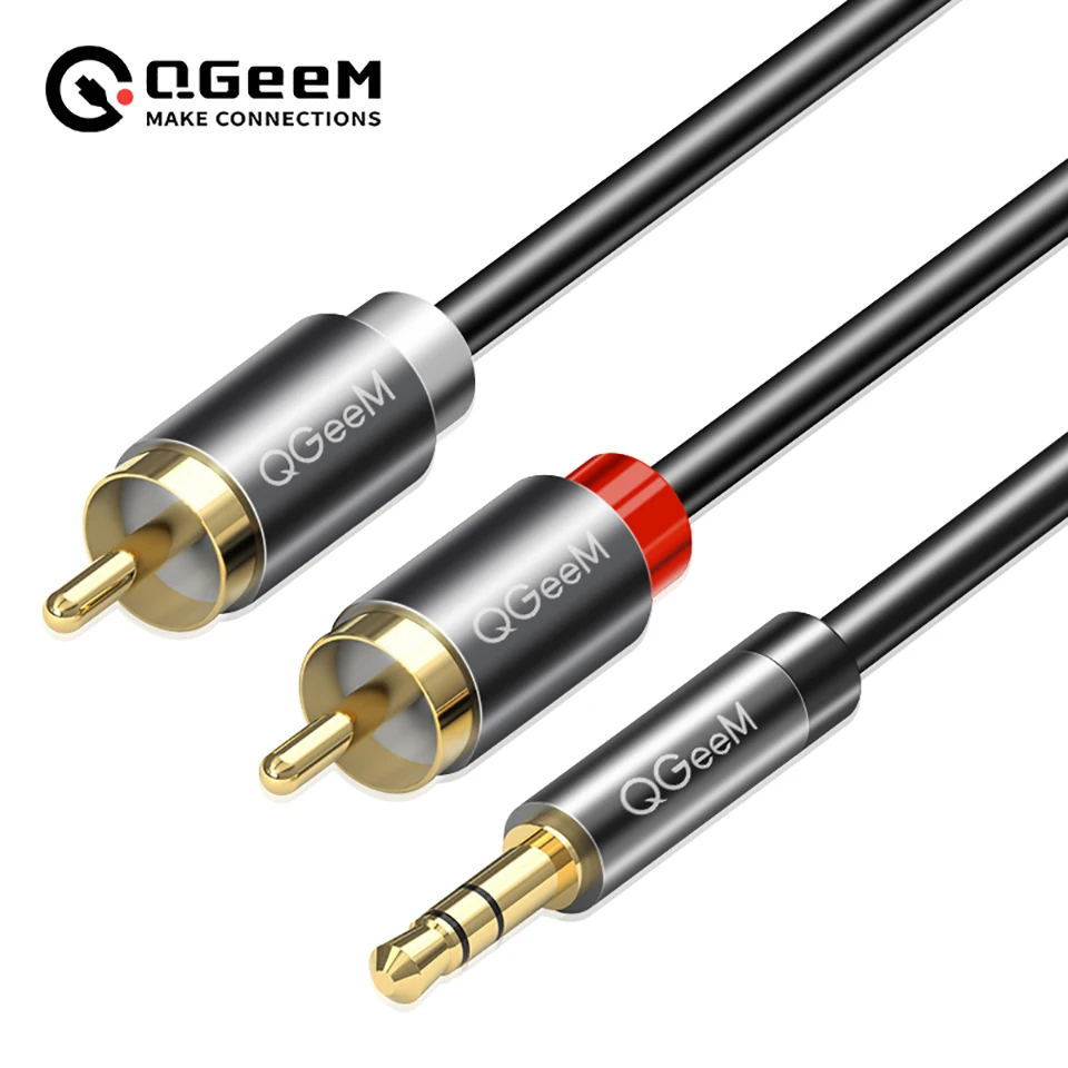 Home Cinema Ampli - สายเคเบิล QGeeM RCA 2RCA ถึง 3.5