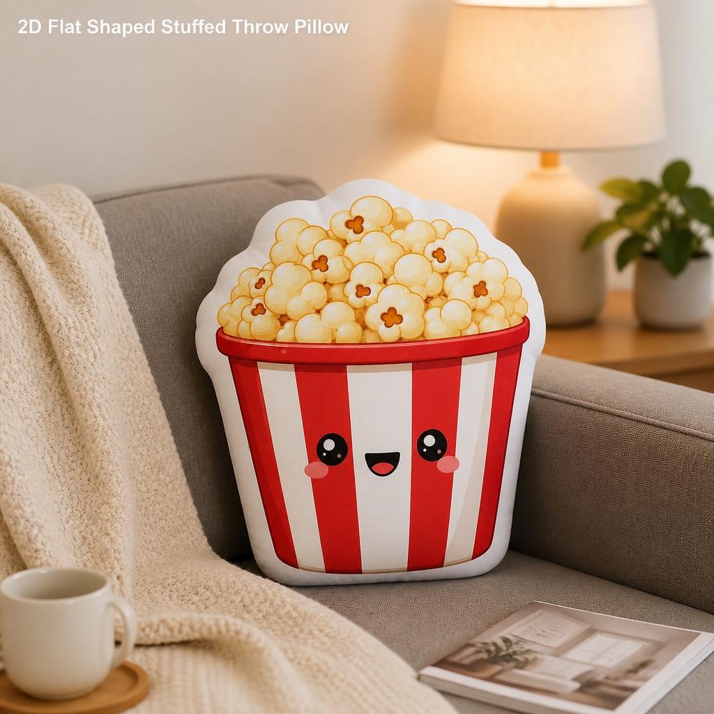 Home Cinema Food - หมอนอิงตุ๊กตาป๊อปคอร์นน่ารักสไตล์คาวาอี้ ของขวัญตกแต่งบ้าน หมอนอิงรูปทรงแปลกใหม่สำหรับโซฟาและเตียง