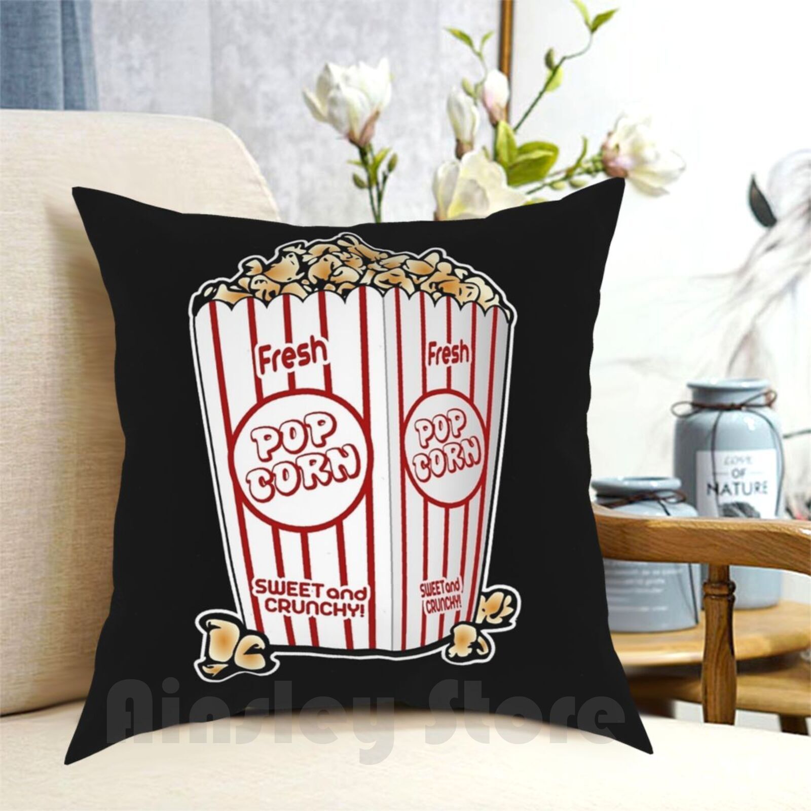 Home Cinema Food - ปลอกหมอนลายพิมพ์ธีมโรงภาพยนตร์ ชุดป๊อปคอร์น นุ่มสบาย ทำเองได้ ปลอกหมอนลายภาพยนตร์ ซีรีส์ภาพยนตร์ผจญภัย