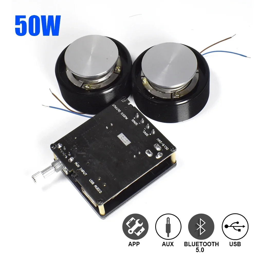 Home Cinema Ampli - 1 ชุด 50W 2.0 HIFI การสั่นสะเทือนลําโพงสเตอริโอแบบพกพาลําโพงบลูทูธ
