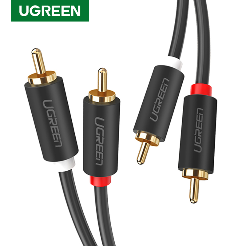 Home Cinema Ampli - UGREEN 2RCA 2 RCA ตัวผู้ชายสายออดิโอทอง RCA