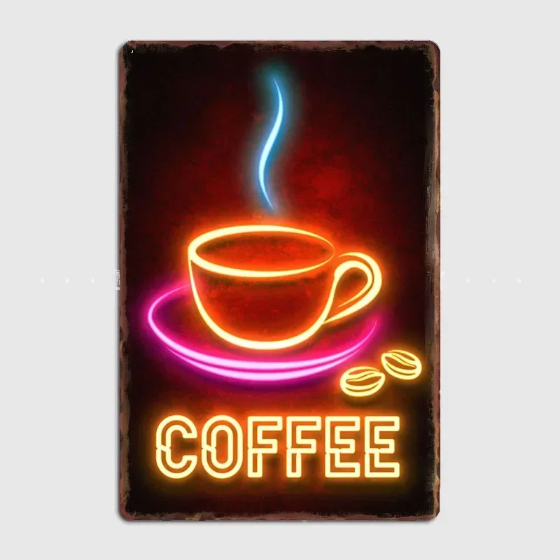 Home Cinema Food - ป้ายโลหะร้านอาหารสไตล์วินเทจ ลายกาแฟ อาหาร โรงหนัง ครัว ป้ายนีออนตกแต่งผนังห้อง