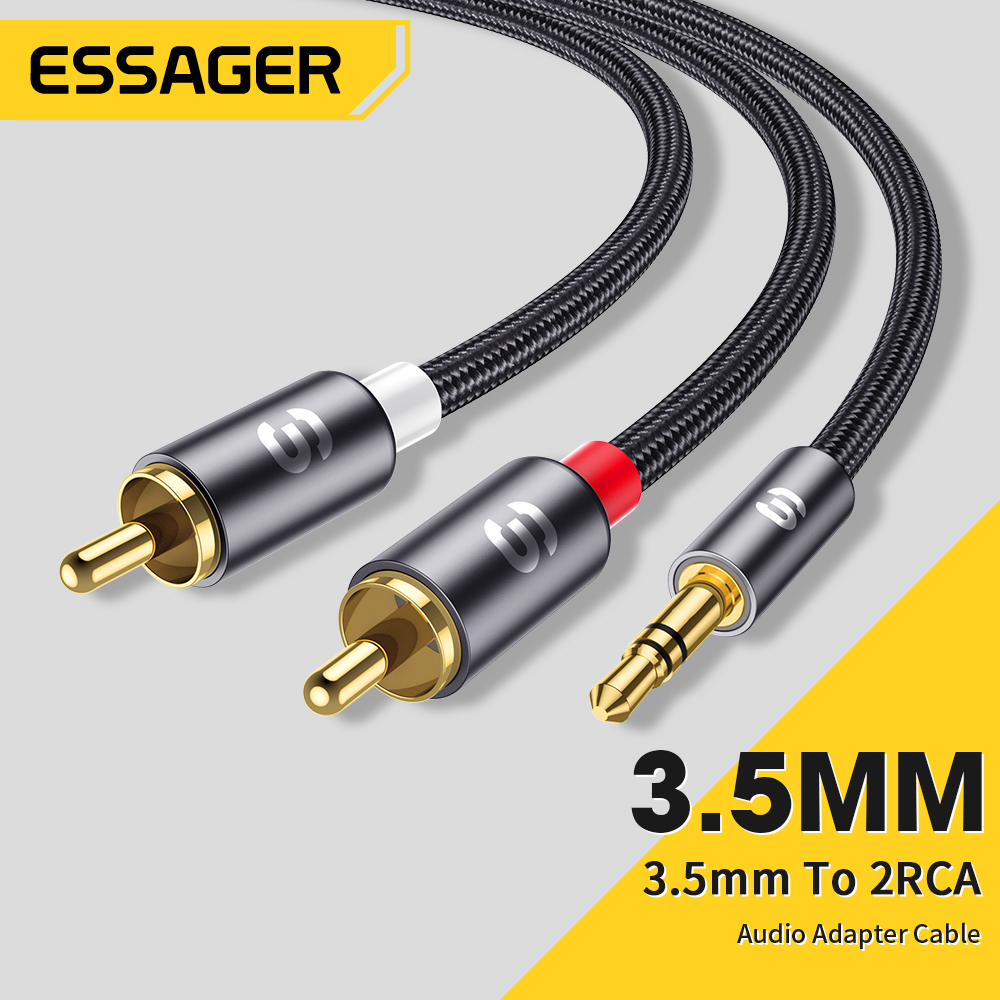 Home Cinema Ampli - Essager สายสัญญาณเสียง RCA สเตอริโอ 3.5 มม.ถึง