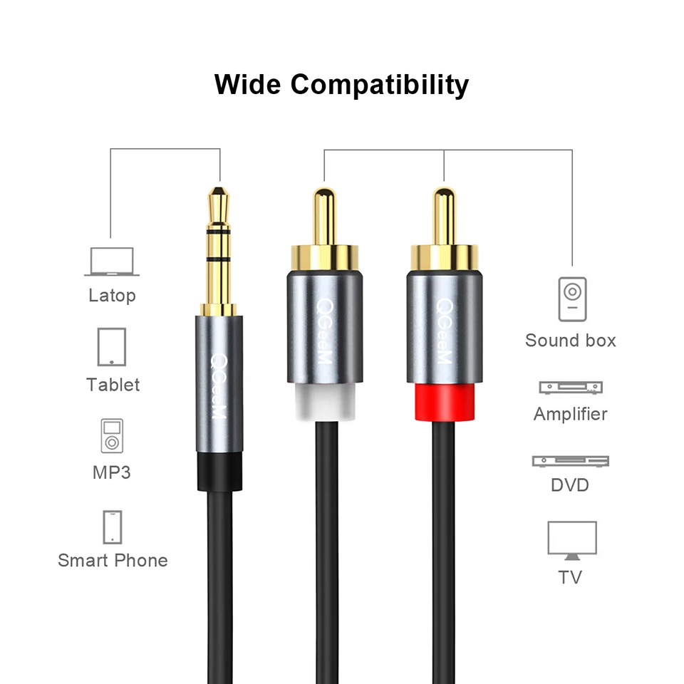 สายเคเบิล QGeeM RCA 2RCA ถึง 3 - Home Cinema Ampli บทวิจารณ์และราคา