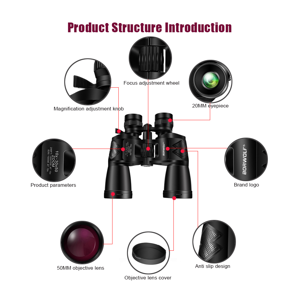 BORWOLF 10-30X50 กำลังขยายสูง  - Home Cinema Center บทวิจารณ์และราคา