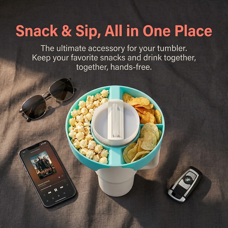 ถาดแบ่งอาหารพร้อมที่วางแก้ว ถา - Home Cinema Food บทวิจารณ์และราคา