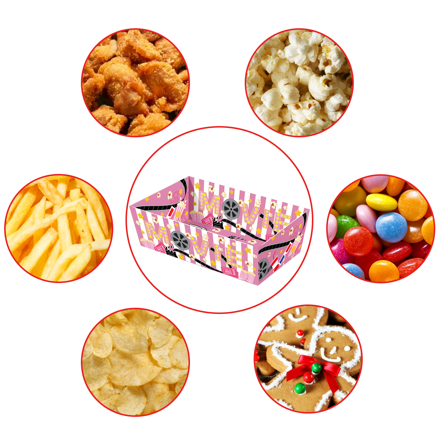 ถาดใส่ขนมขบเคี้ยวแบบใช้แล้วทิ้ - Home Cinema Food บทวิจารณ์และราคา